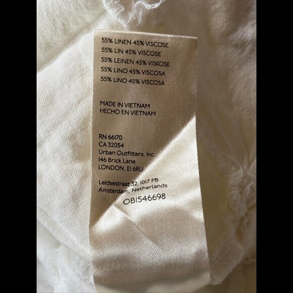 Free People Top Small Womens White Button Cropped Linen Button Front - Picture 7 of 7